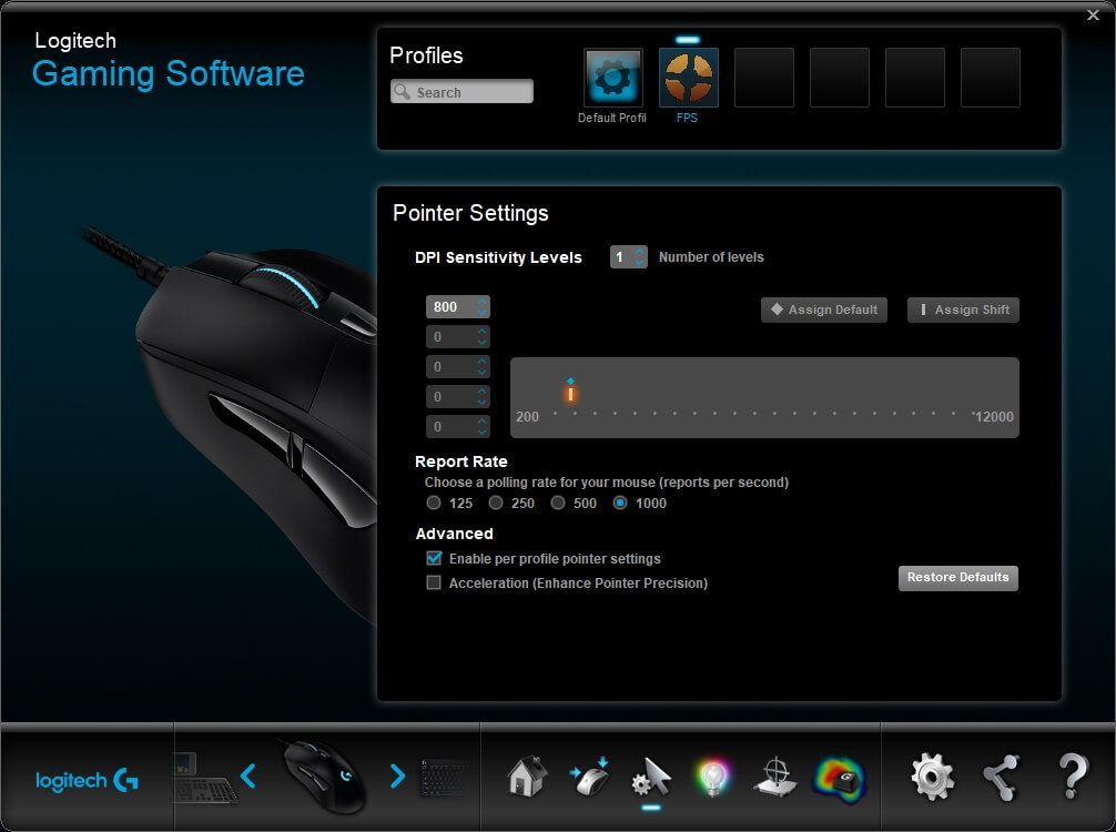 different range of DPI settings.